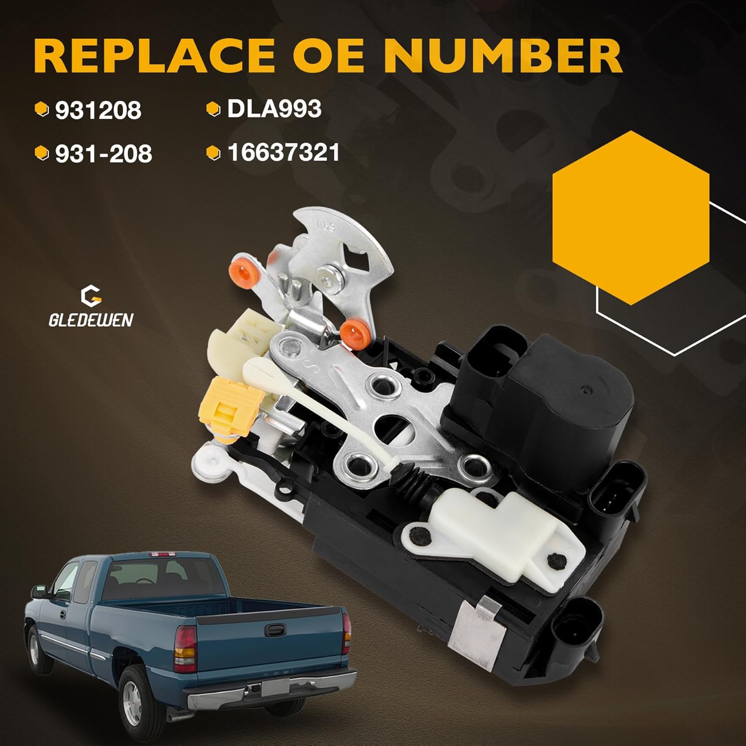 Door Lock Latch Actuator Front Left Driver Side, Compatible with 1999-2000 Chevrolet Silverado Suburban Tahoe GMC Sierra Yukon XL, Replaces# 931208 931-208 DLA993 16637321