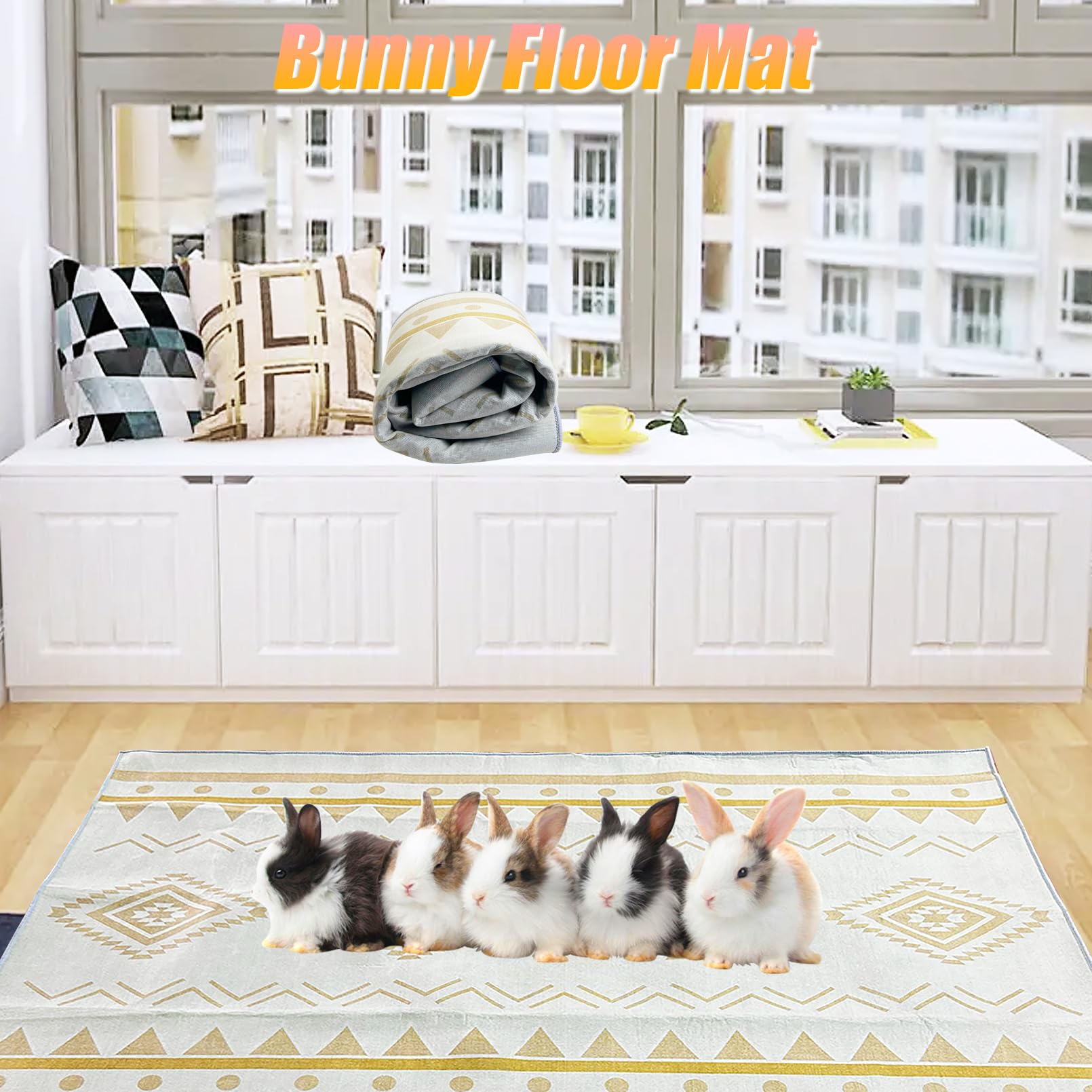 Tapis lavable pour cage à lapin, 200,7 x 140 cm, tapis de sol doux antidérapant pour animal domestique, tapis de mise bas extra large réutilisable pour chinchillas totoro furet (L)