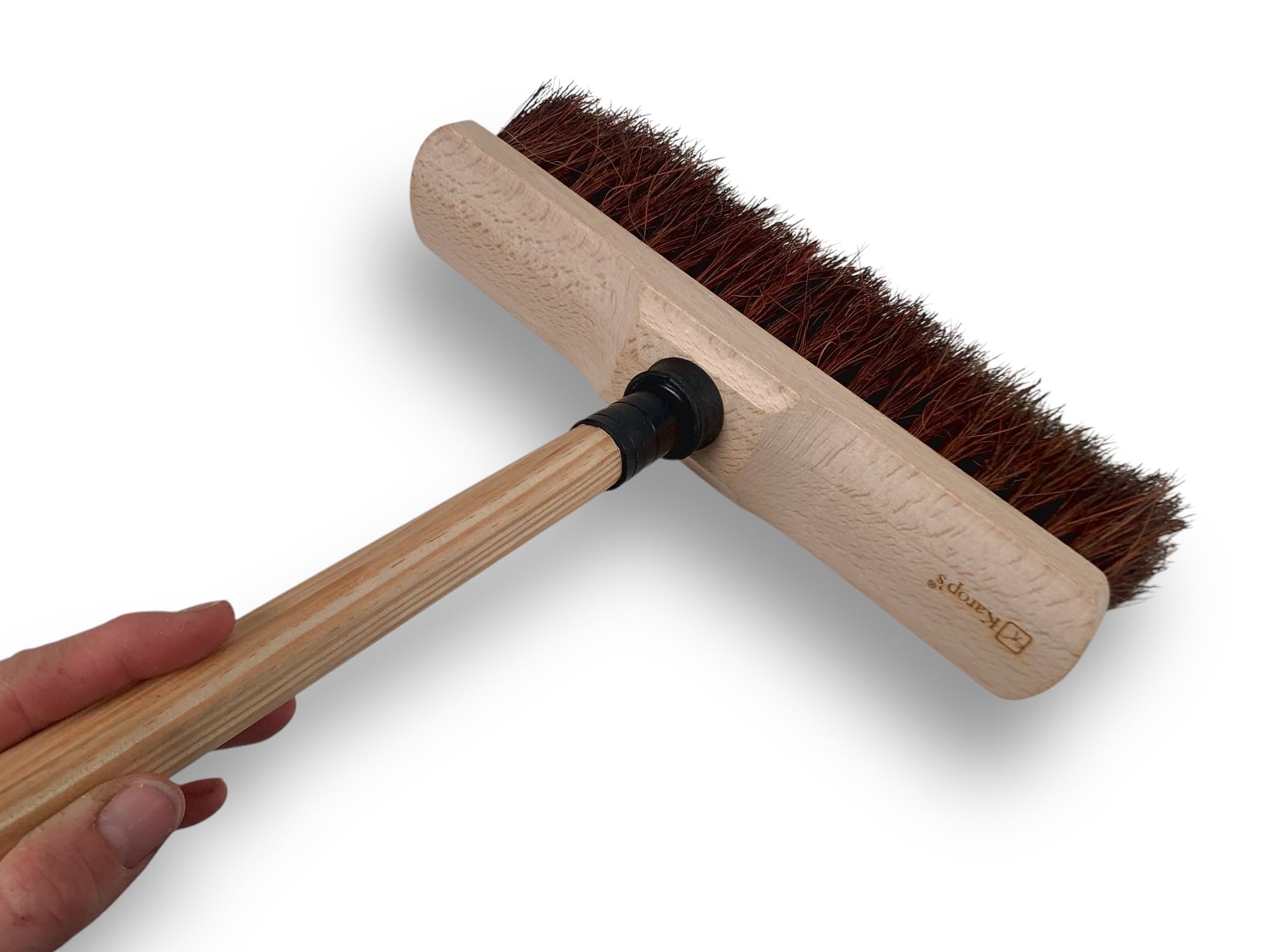 Kibros Scopa da cortile fibra bassine e arenga manico in legno 1,40 m | Miscela di fibre arenga, legno verniciato, boccola Ø 28 mm, alta qualità, per spazzare cortili ed esterni.