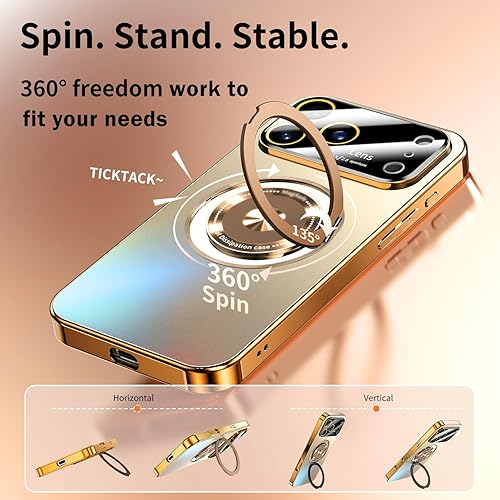 Miniatura 2 de Funda para iPhone 17 Pro Max con soporte magnético giratorio cubierta de cámara integrada compatible con MagSafe Funda delgada de protección a