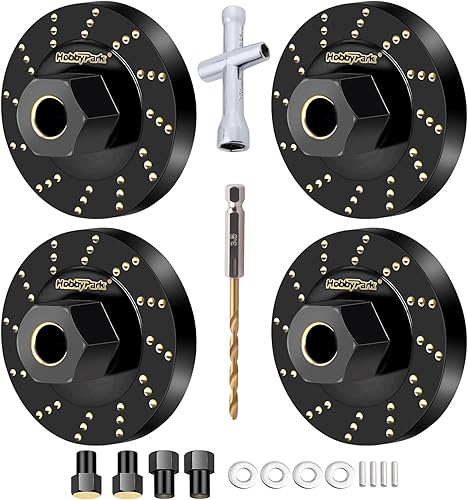 HobbyPark Espaciadores de rueda de latón, cubos hexagonales de rueda extendidos para TRX4M, piezas de actualizaciones 118 RC Crawler (juego de 4)