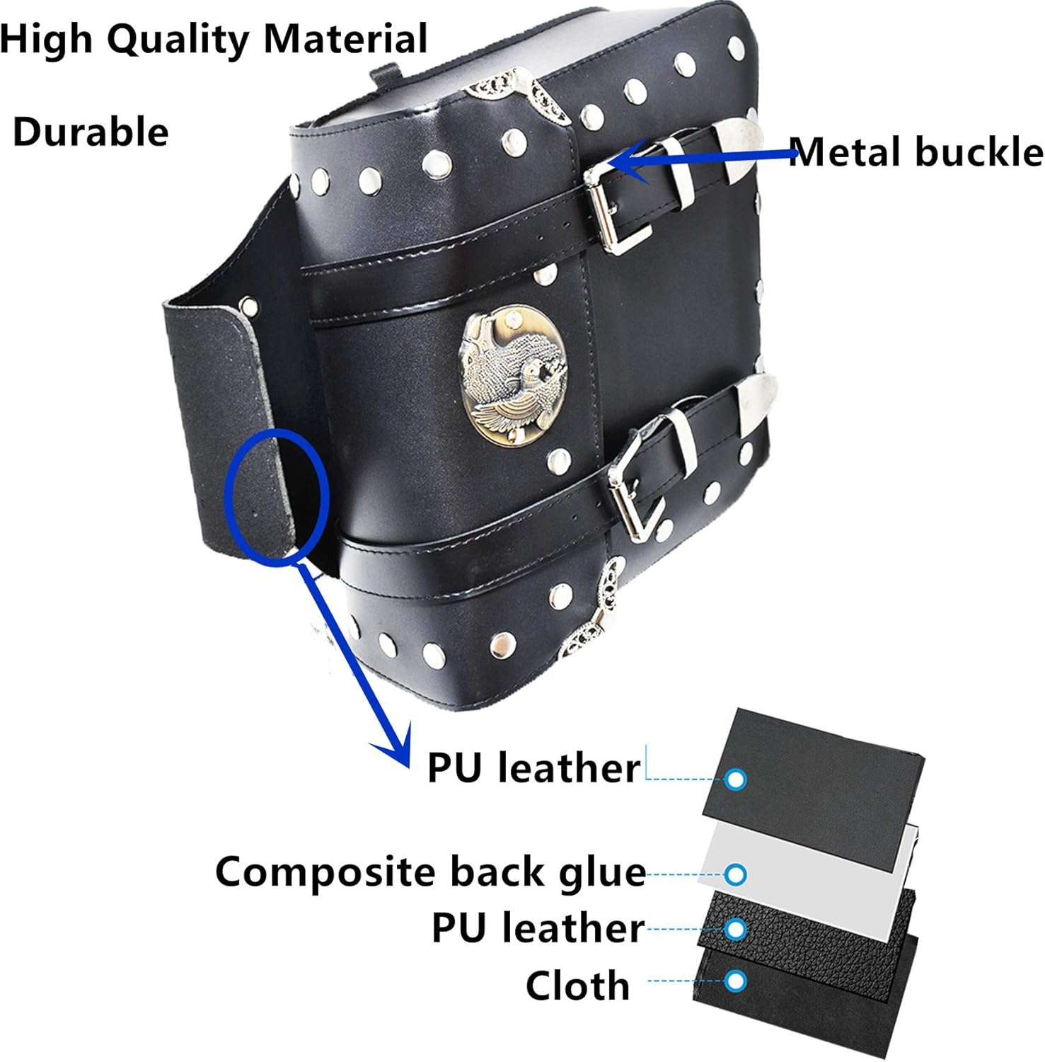 waltyotur 2 x Motorcycle Saddlebags Pannier Luggage Storage PU Leather Replacement for Harley Honda Yamaha 12 x 4.7 x 12 : Automotive