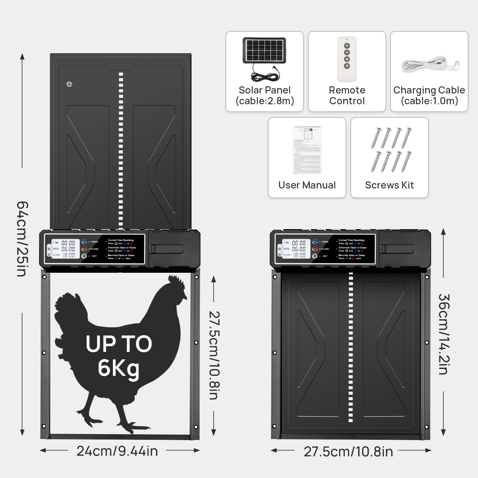 Puerta automática para gallinero solar impermeable control remoto para gallinas patos aves de corral