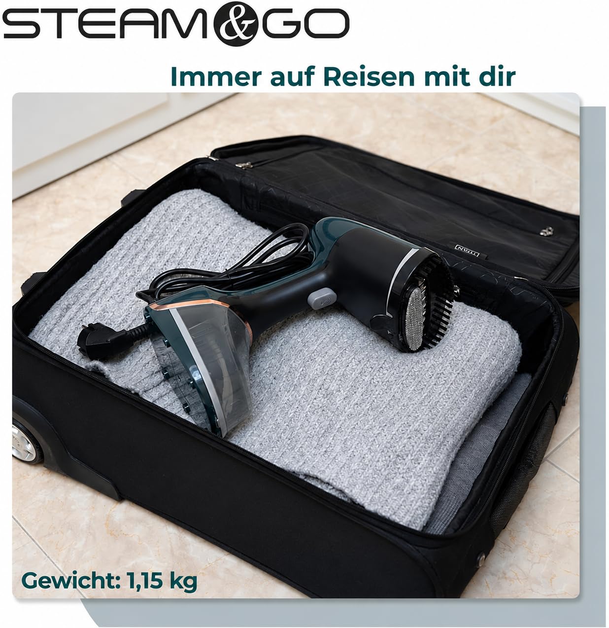 Vertikales Dampfbügeleisen, professionell, 2000 W, tragbar, für Falten, Erwärmung, 30 Sekunden, 260 ml, ergonomisch, für Reisen und Zuhause, kontinuierlicher Dampf, Bürste inklusive Temperaturanzeige