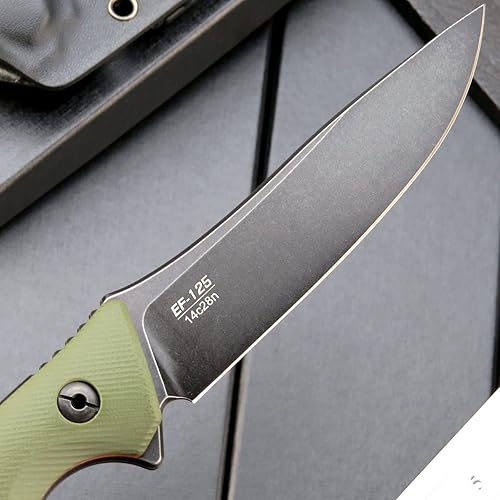 Miniatura 3 de Eafengrow EF125 Cuchillo de hoja fija 14c28n con hoja de acero recubierto de titanio negro, balanzas de mango G10, cuchillos fijos para acampar al