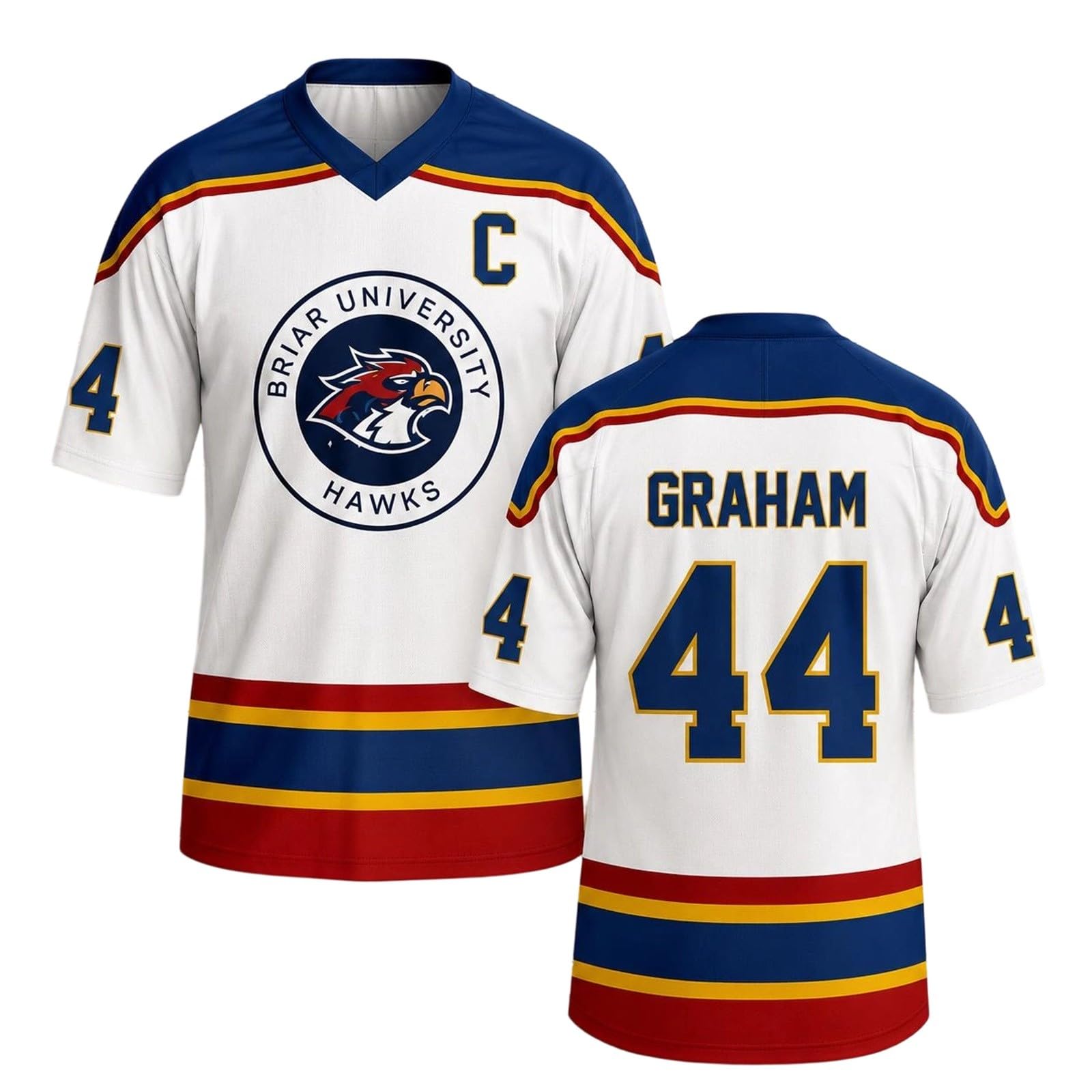Maillot de Hockey Grahams 44 Col V Uniforme Hockey sur Glace Manches Courtes