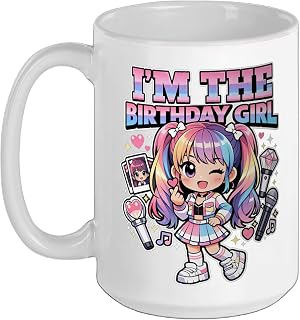 I'm the Birthday Girl Korean Popular Music K-pop Lovers Ceramic Mug, White, 15oz