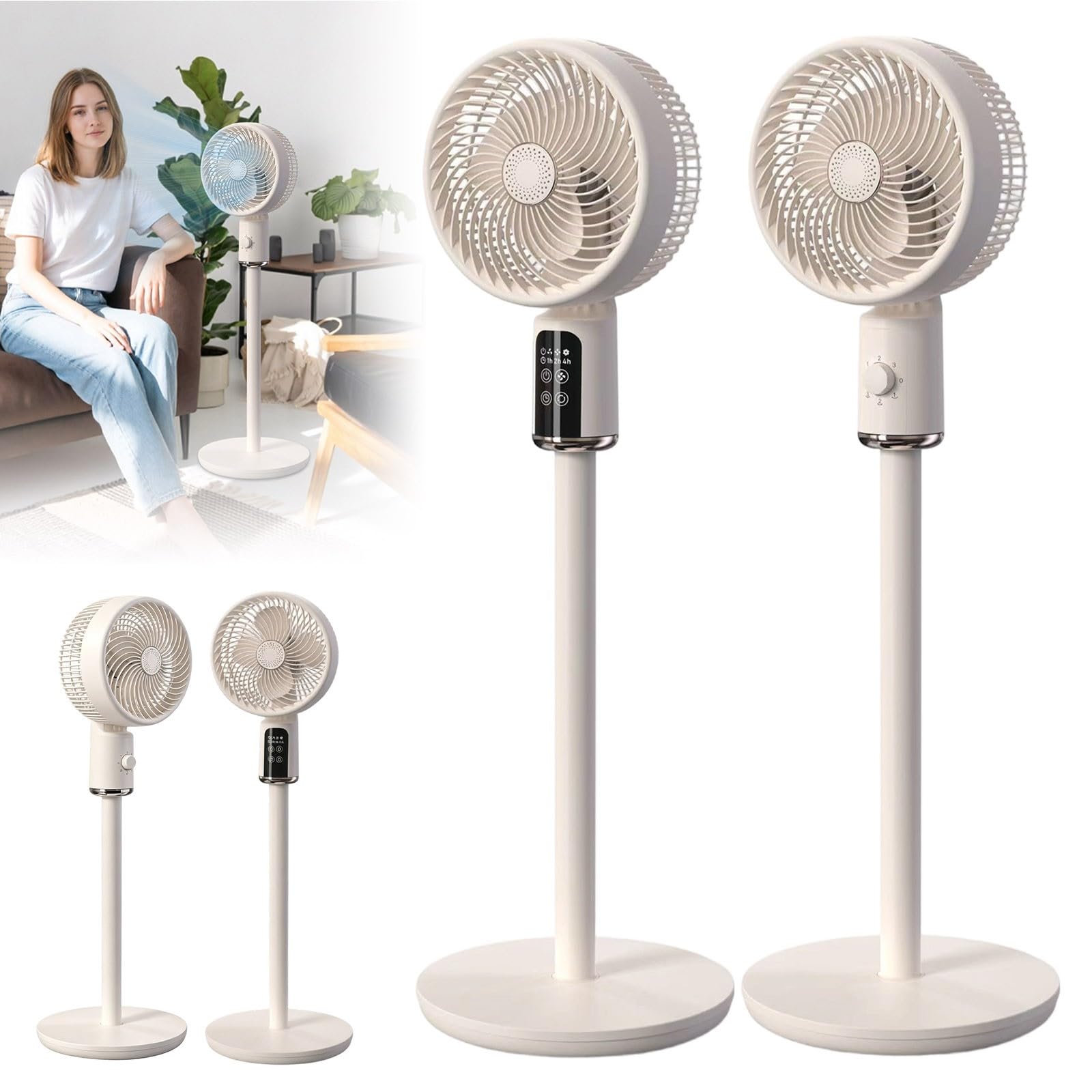 Ventilatore USB portatile in piedi regolabile in altezza circolazione dell'aria silenziosa per casa, camera da letto, scrivania, spazio di lavoro con testa oscillante, impostazioni di velocità