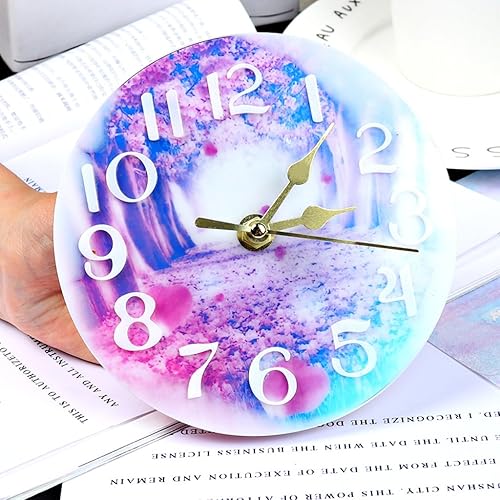 Miniatura 5 de Molde de silicona para reloj, con números redondos, reloj de resina para colgar en la pared, espejo decorativo, resina epoxi, herramienta hecha a