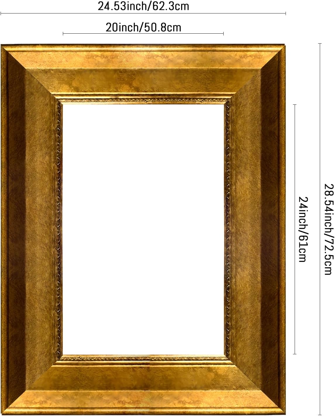 20x24 Antique Gold Painting Frame, Large Ornate Oil Painting Decorative Picture Frame, Hand-Polished Paste Foil, Suitable For European Retro, Baroque Decoration Style(Only Frame)