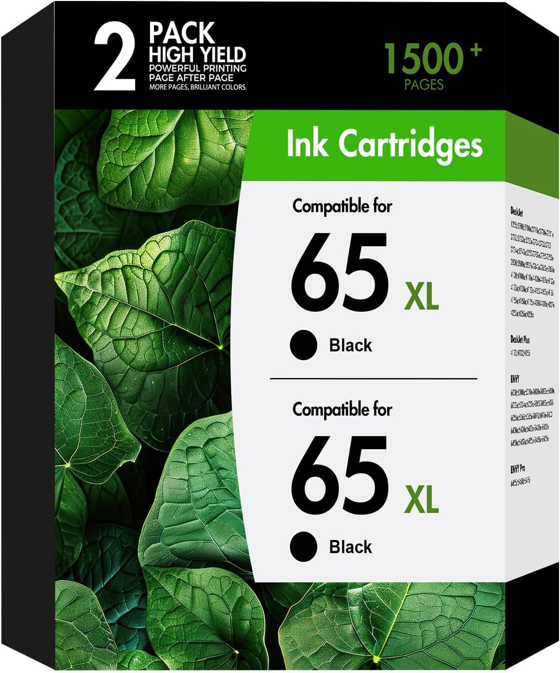 65 65XL Black Ink Cartridges Replacement for HP 65XL Black Ink Cartridge Work for Envy 5055 DeskJet 3755 3700 3772 2600 3752 Envy 5000 5052 5070 Printer High Yield Black 2-Pack