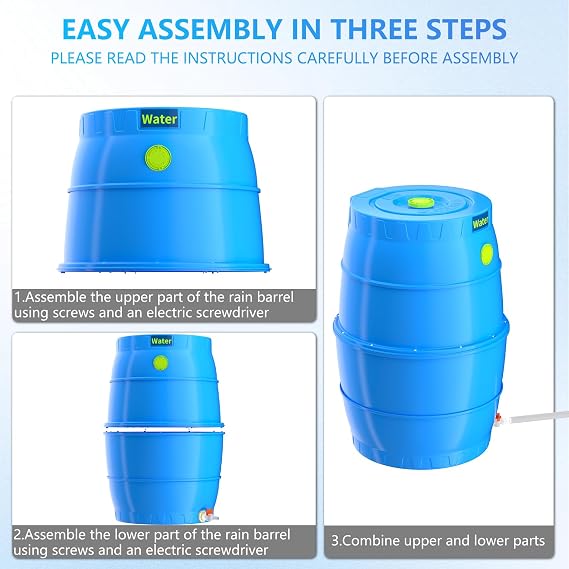 SQUEEZE master 50 Gallon Water Collection Barrel-Drinking Water Storage Barrel with Spigots-Emergency Water Supply System
