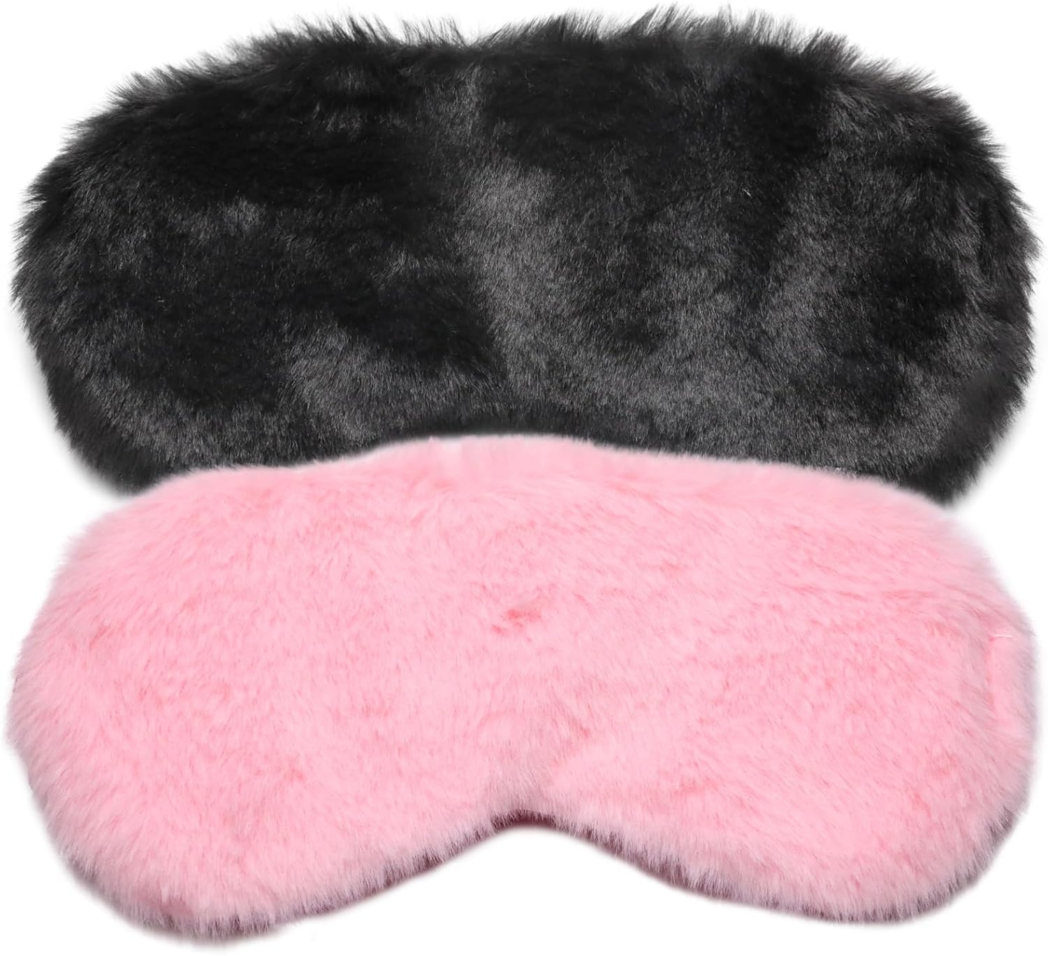 2 Pack Sleep Mask for Sleeping, 8x3.6 Inch Light Blocking Eye Mask with Elastic Satin Belt, Soft Satin & Fluffy Breathable Comfort for Men Women Kids, Ideal for Travel, Nap, Gift (Black & Pink)