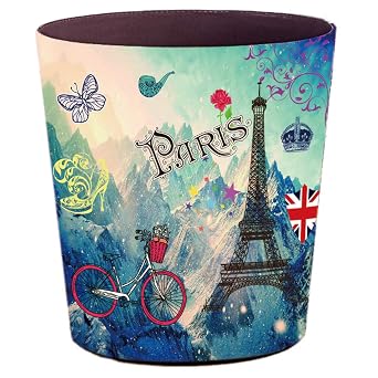 Lingxuinfo Scakbyer Retro Style Small Trash Can Wastebasket, Decorative Trash Can Waste Paper Basket Waste Container Bin for Bathroom, Bedroom, Office and More, 10L Capacity Tower Bicycle