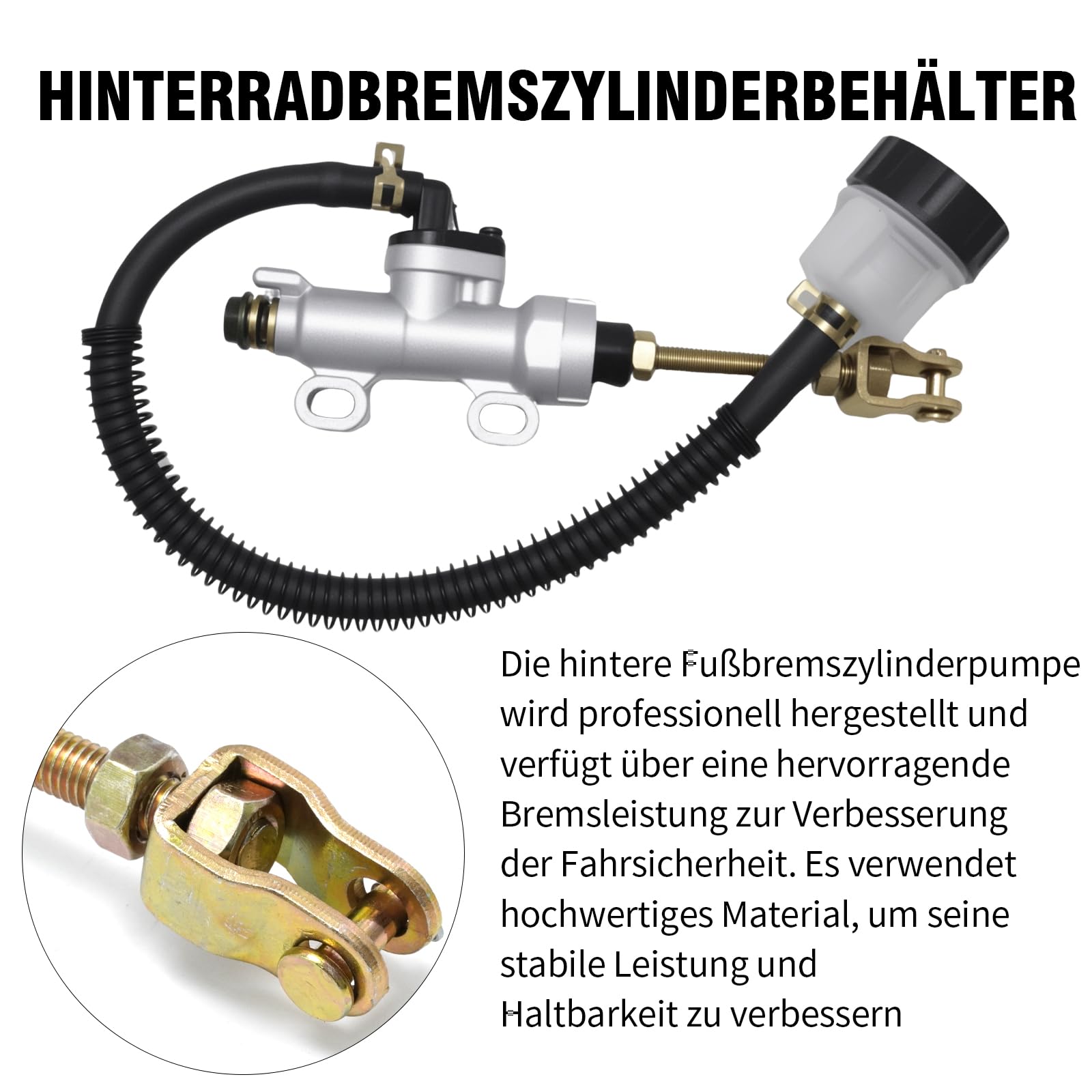 Reservoir für Bremspumpe Hinten, Hinterradbremszylinder aus Aluminiumlegierung, universell einsetzbar für Motorräder Geländefahrzeuge ATVs，Suzukis Yamahas