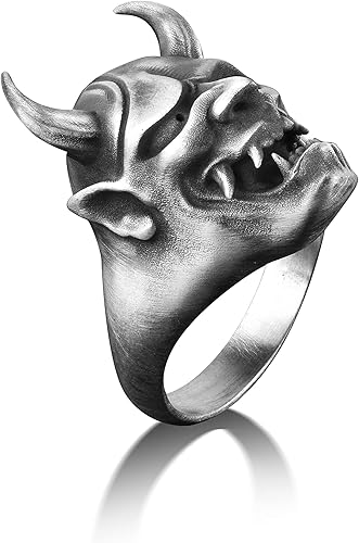 Miniatura 9 de BySilverStone Jewelry Anillo de plata para hombre anillo masculino de diablo que se convierte en el cráneo anillo de demonio para hombre en plata