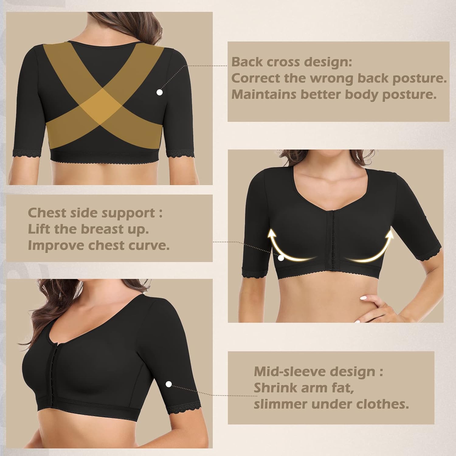 JOYSHAPER Upper Arm Shapers for Women Compression Sleeves Shapewear Crop Top Slimming Arm Slimmer Vest - Image 4