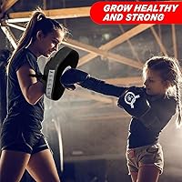 Vista 7 de SEISSO Kids Boxing Gloves Boxing Kick Pads Punching Mitts Set for Taekwondo Karate Training Target Focus Muay Thai Pads Punch Kicking Strike MMA