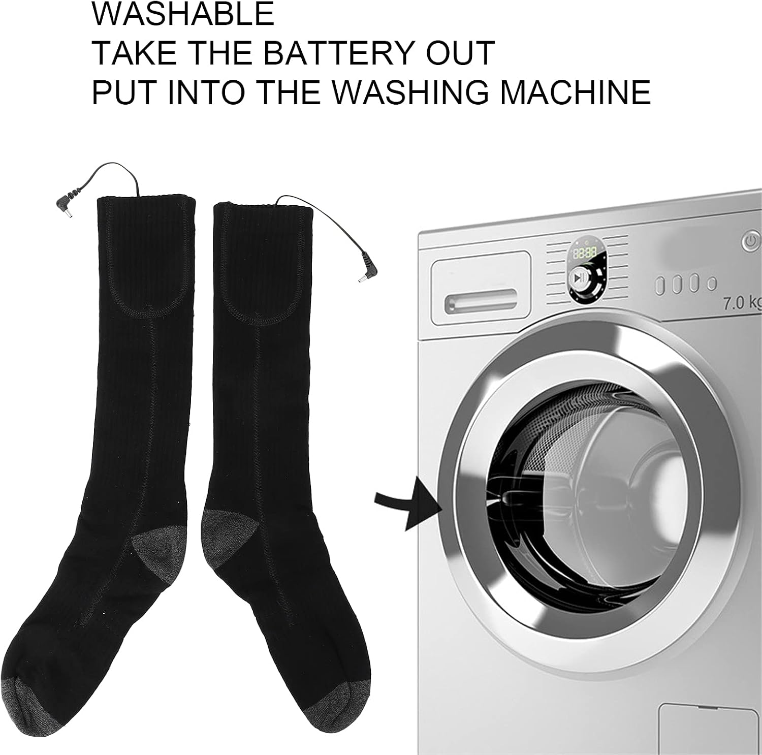 Electric Heated Socks, Rechargeable Battery Thermal Socks, Soft Thicken Cotton USB Heated Socks with 3 Heat Settings for Skiing Fishing Outdoor Indoor Use