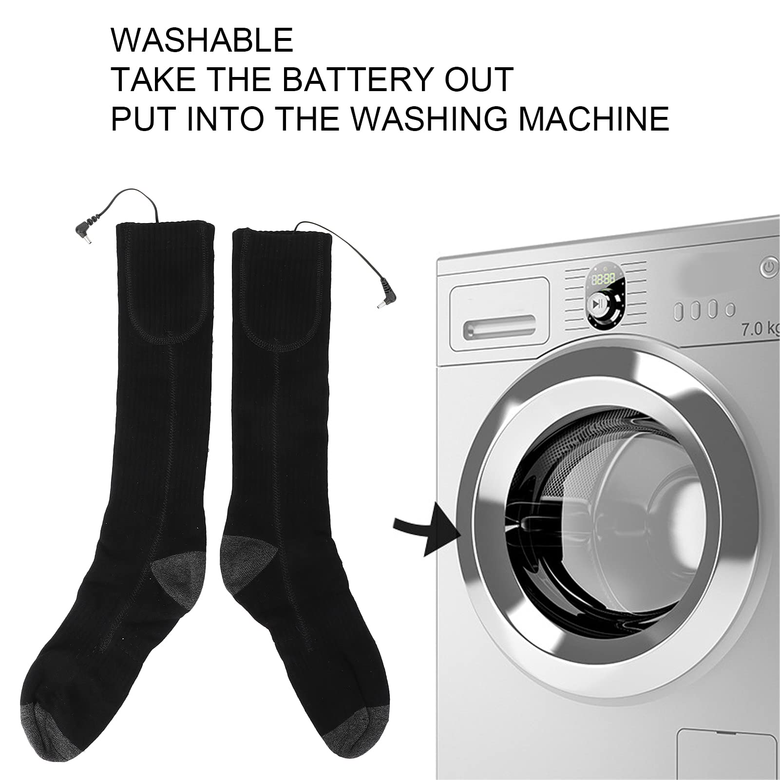 Chaussettes chauffantes électriques, Chaussettes Thermiques à Batterie Rechargeable avec 3 Niveaux de Chaleur, Chaussettes chauffantes en Coton Doux à Alimentation USB pour Hommes