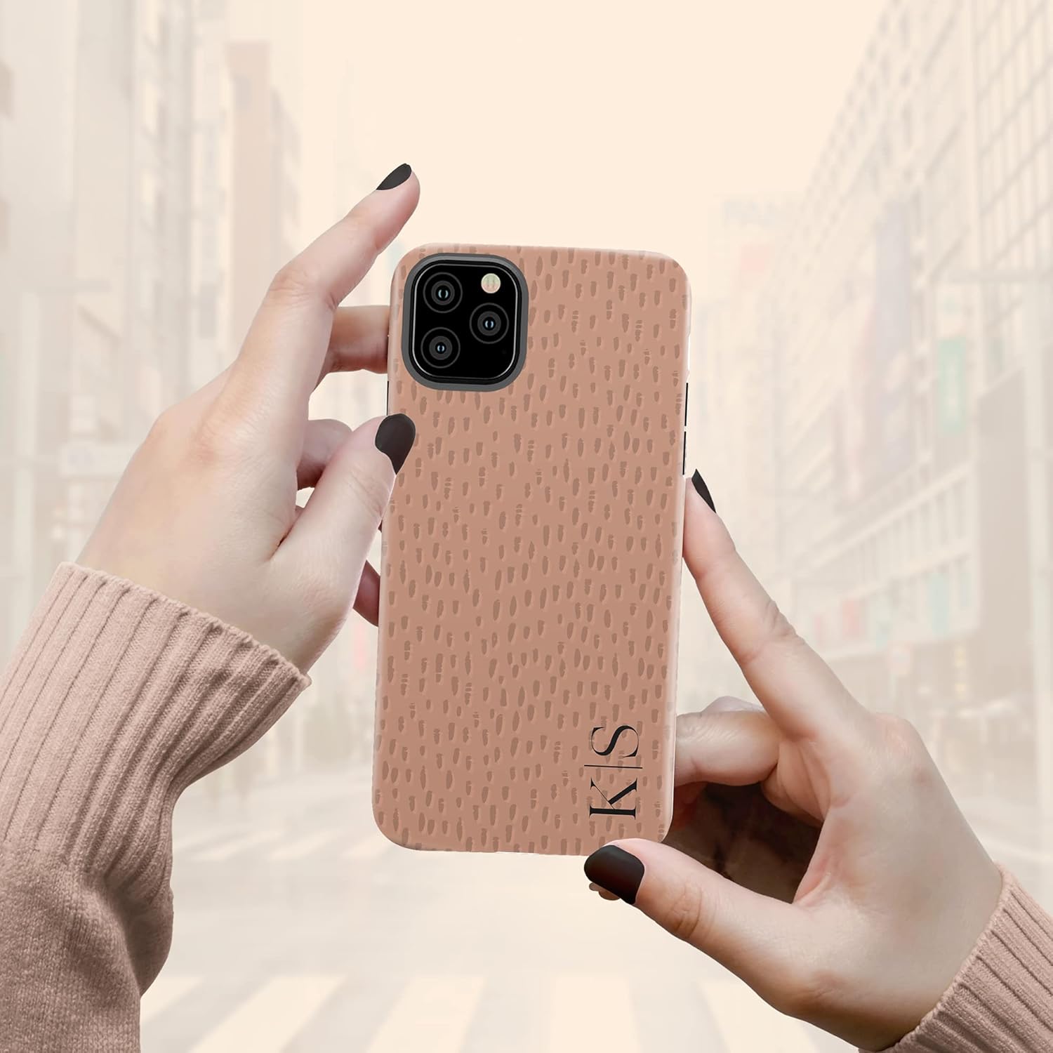 Custom Initials Name Polka Dots Case, Personalized Name Case, Compatible with iPhone 17 Air, 16 Pro Max, 15 Plus, 14, 13 Mini, 12, 11, X/XS Max, XR, 7/8 Multicolor