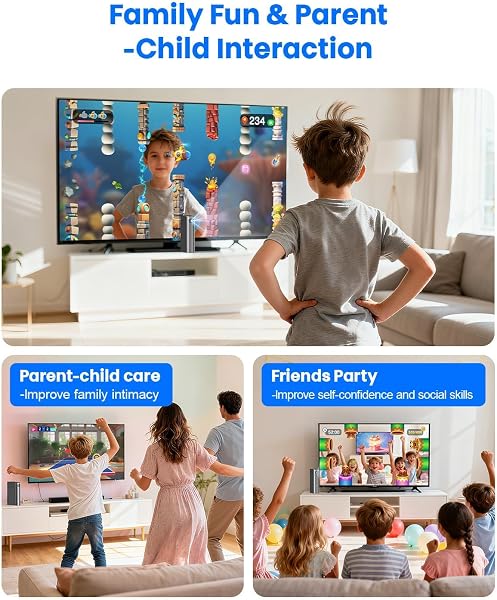 AR Bewegungsspielkonsole für Kinder: Plug & Play am TV – Interaktives Videospiel-System für aktiven Indoor-Spiele-Spaß und Spielenachte – Elektronische Spiele für Jungen und Mädchen ab 6 Jahren - 5