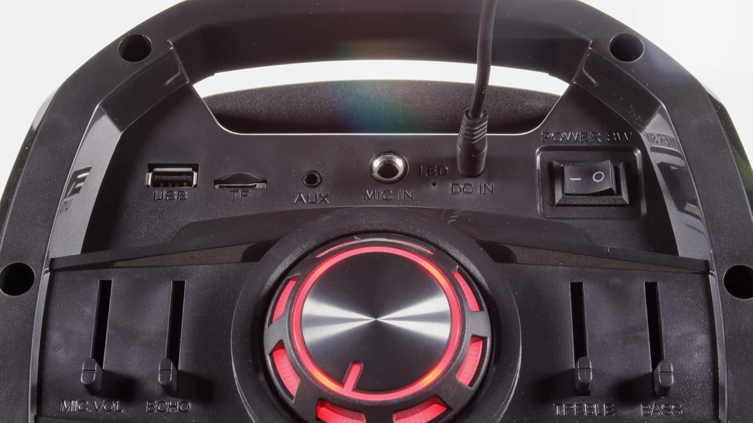 Close-up of Vocal-Star P180 rear panel connections