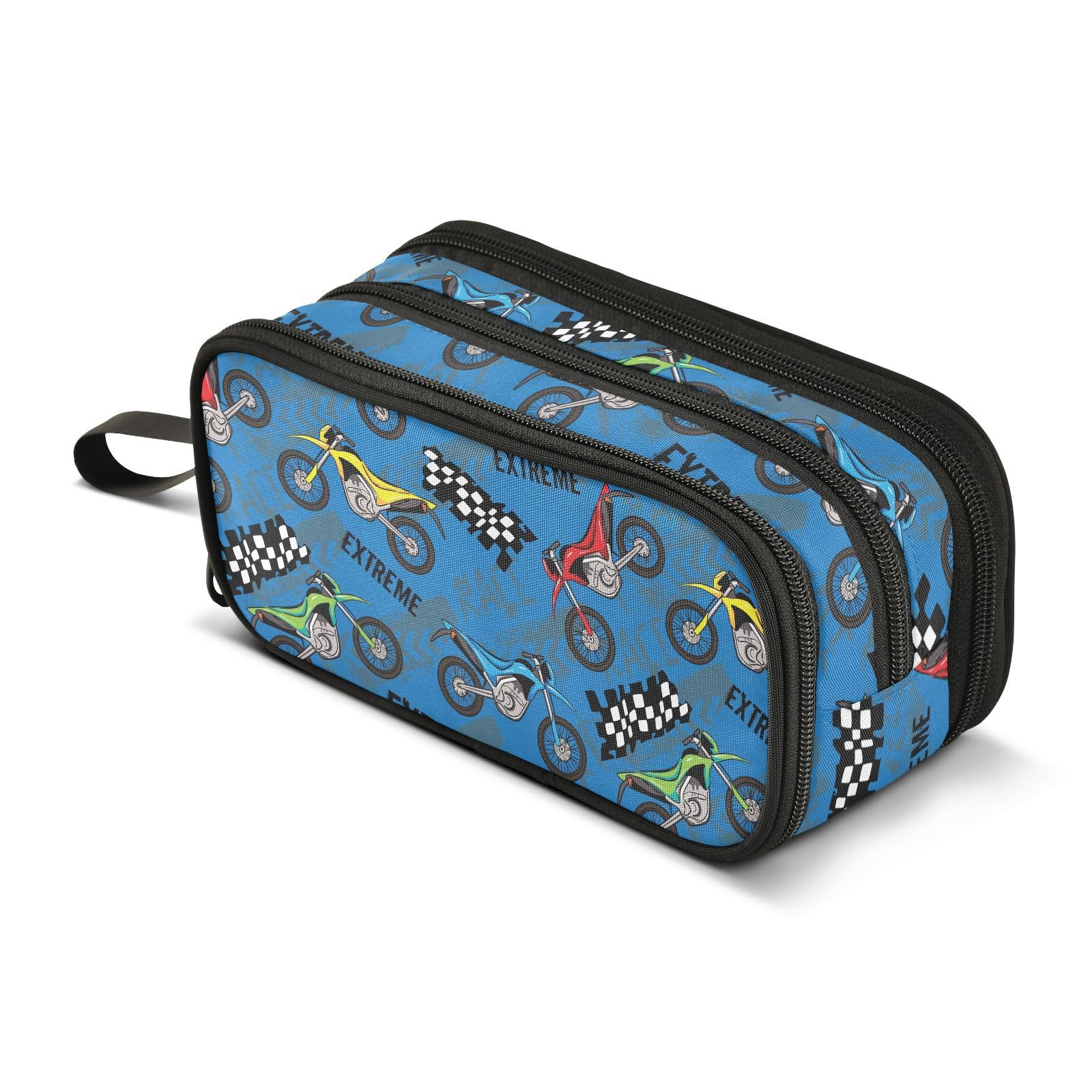 Mnsruu Colorful Motorcycle Pencil Case Boys Girls Pen Bag Large Capacity School Office Stationery Organizer Pencil Pouch Holder Zipper Kids Teens Adults