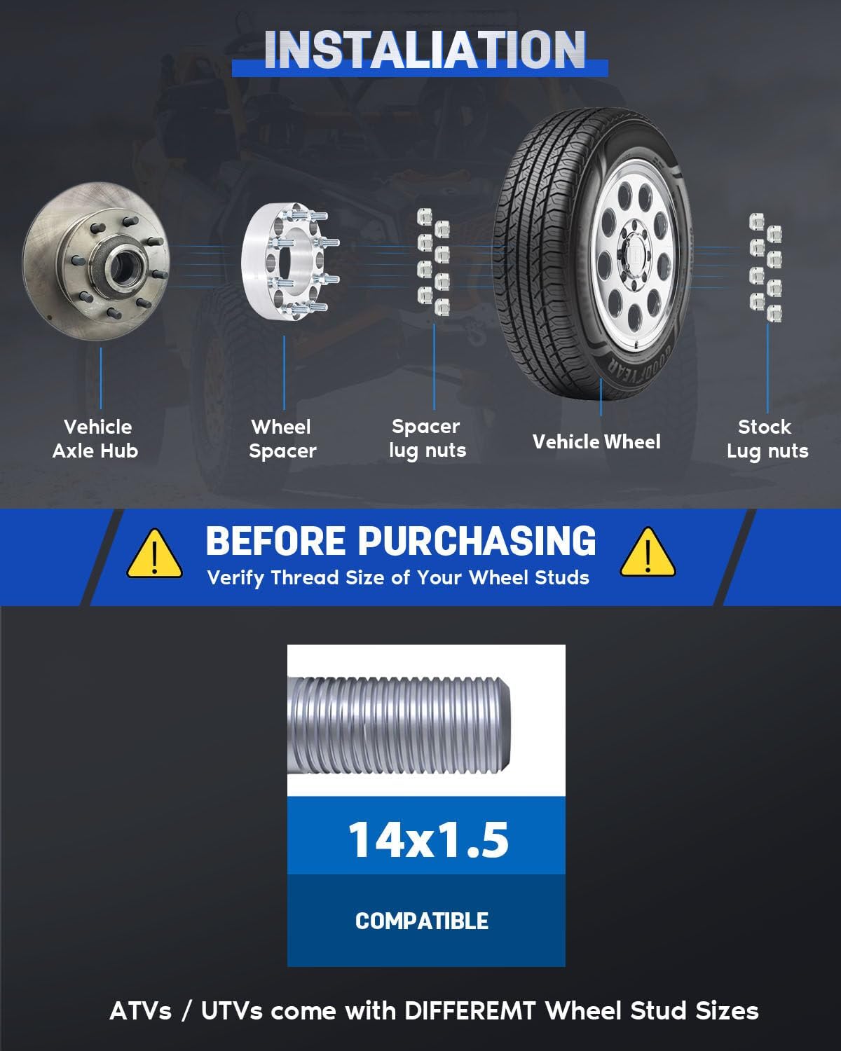 ECCPP 8x180 to 8x180 Wheel Spacers 2inch 8 lug fit for 2011-2023 for Chevrolet 2011-2023 for GMC-2PCS