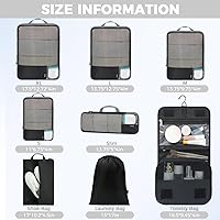 Vista 224 de BAGAIL 4 juegos/6 juegos/8 cubos de compresión para embalaje, accesorios de viaje, organizadores de embalaje expandibles (malla cuadrada, 06-beige)