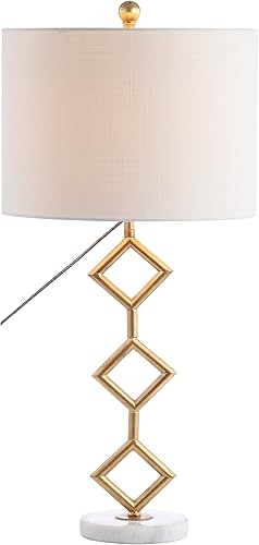 JONATHAN Y JYL1080A Diamante 29.5" Moderno Metal Dorado con Base de Mármol Lámpara de Mesa LED Clásico Glam Mesita de Noche Lámpara para Dormitorio