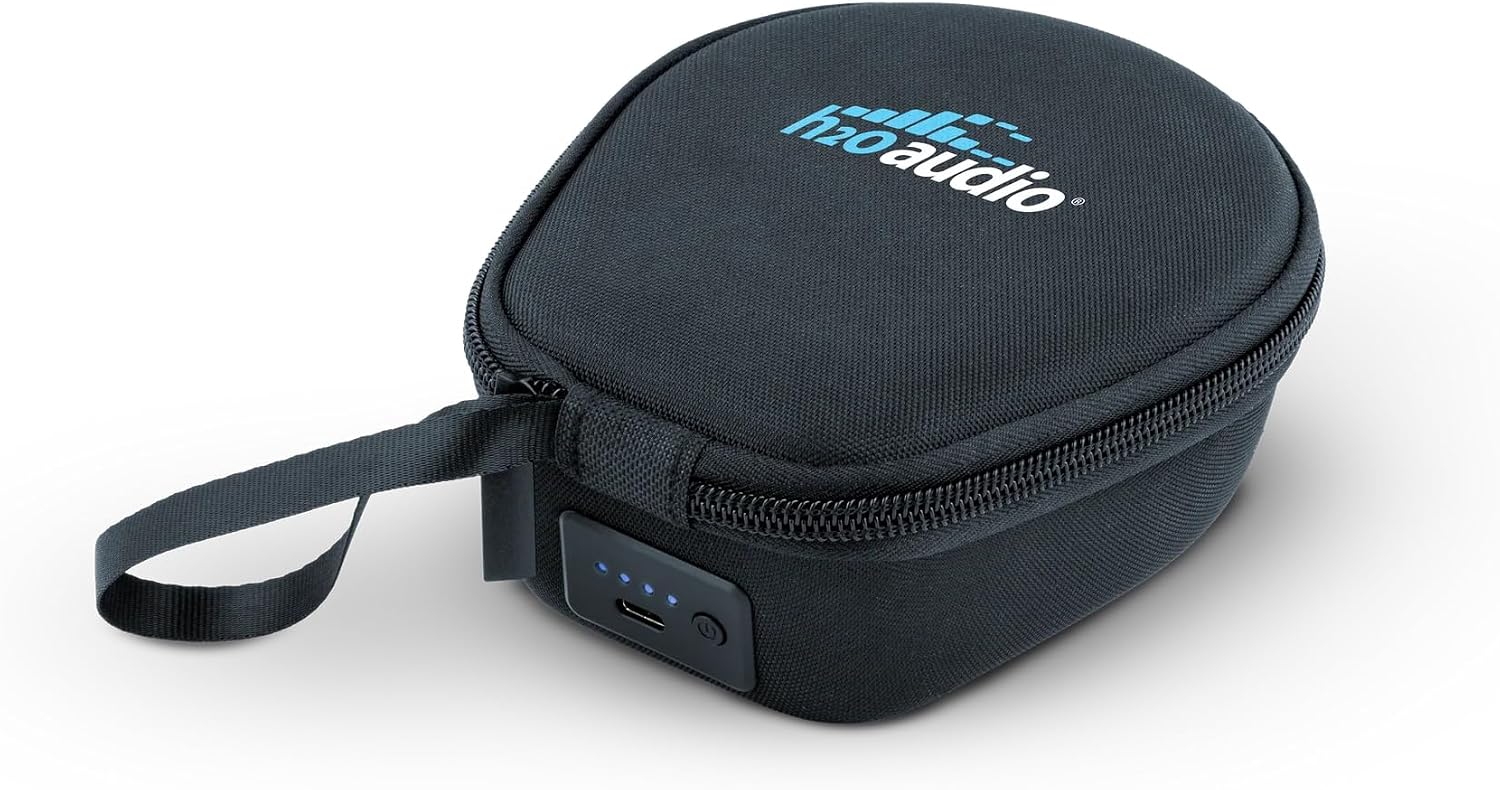 H2O Audio TRI 2 Multi-Sport Waterproof Headphones with Charging Case - Bone Conduction Open Ear Underwater Headphones for Running, Cycling, and Swimming - Bluetooth and Built-in MP3 Player (Black)