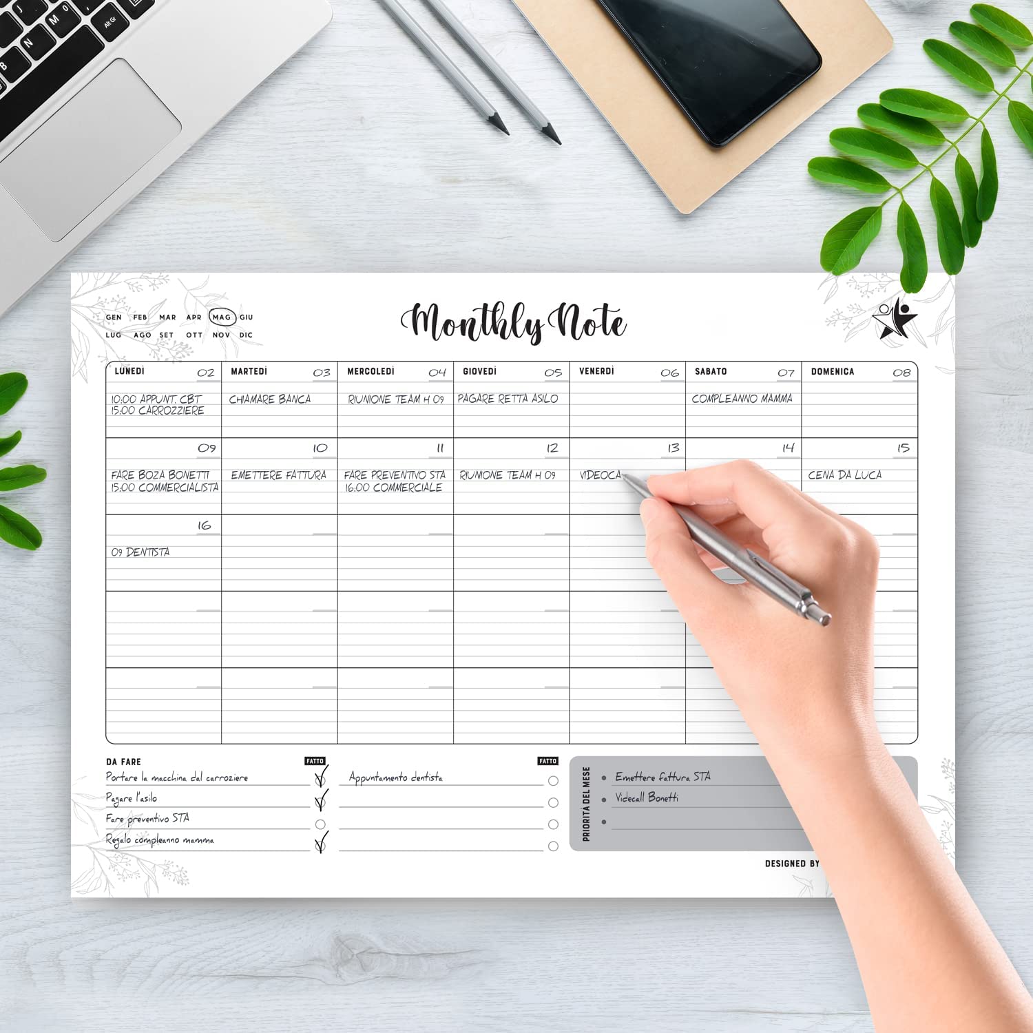 Scuola Ecommerce Planner Mensile Monthly Note 18 Fogli a Strappo Planning Mensile A3+ Per Ufficio, Scuola, Casa Planner Mensile Scrivania - To Do List Planner Appuntamenti, Priorità - 32,9x48,3cm