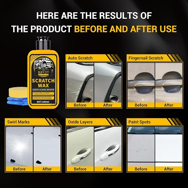 BUFFZIT Car Scratch Remover for Vehicles, Scratch Repair Wax, Rubbing & Polishing Compound, Easily Removes Surface Scratches, Effectively Reduces Swirl Marks for Cars and Other Vehicles, 3.4oz/100ml - 5