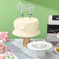 Vista 5 de Crowye Decoraciones para fiesta de 17 cumpleaños de reina, banda de corona de tiara de 17 cumpleaños, reina, 17 decoraciones para tartas