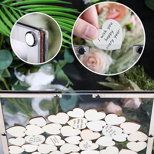 Miniatura 6 de Libro de invitados de boda alternativo, decoraciones rústicas de boda para recepción, recuerdos de boda para invitados, 80 piezas de corazones