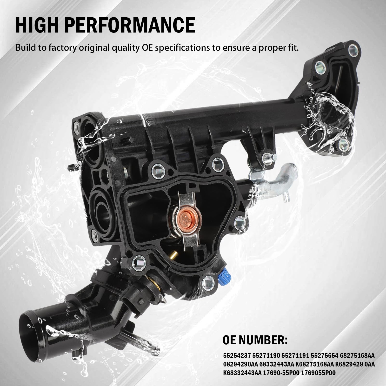 Caja Termostato Radiador Agua para Giulietta 500L 500X Doblo Cargo Monospace Tipo Cherokee Compass Renegade SUV SX4 S-Cross Vitara Termostato de Agua 55254237, 55271190