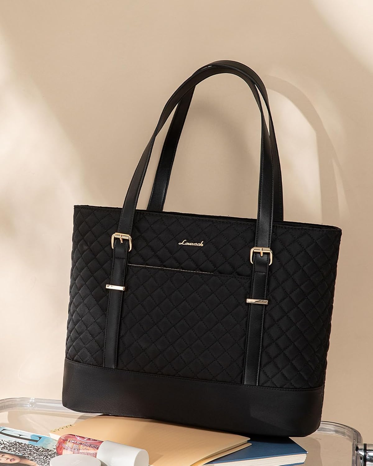 LOVEVOOK Laptop Bag for Women, 15.6 Inch Work Tote Computer Bag With Large Cup Holder, Lightweight Large Laptop Briefcase for Travel, Bussiness, Teacher - Image 8