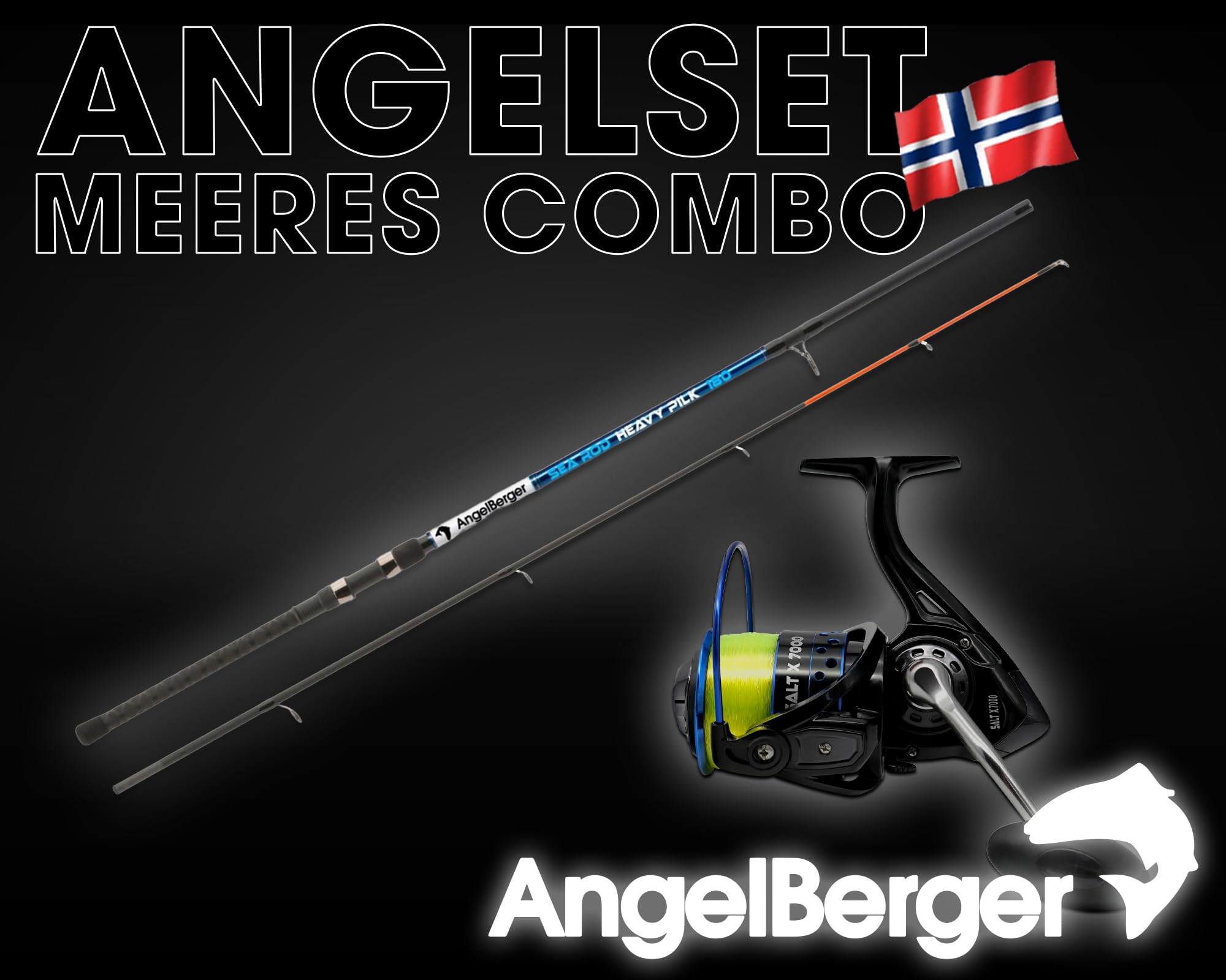 Angel Berger Meerescombo Angelset Norwegen Pilkset Pilkrute mit Stationärrolle Meeresangeln Norway Meeresangelset