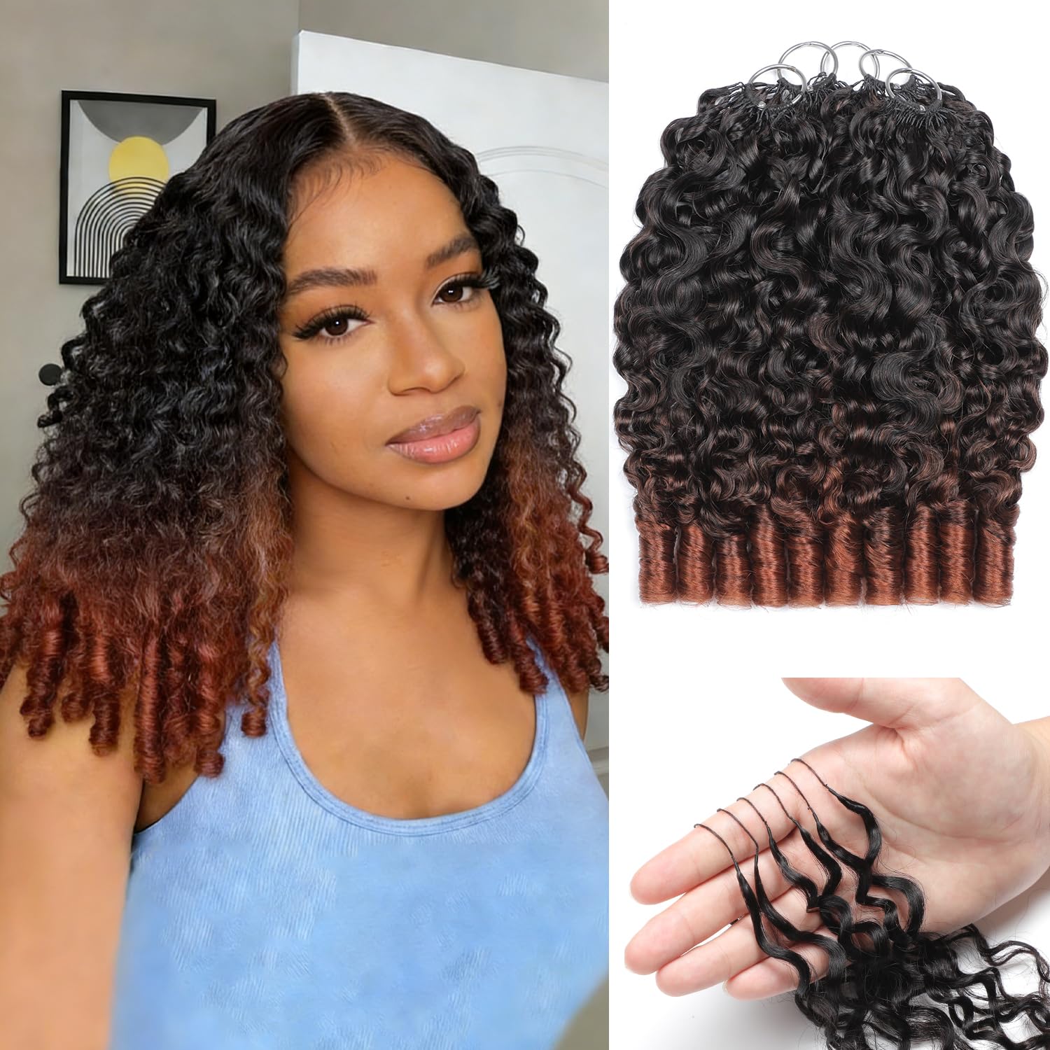 Human Crochet Hair for Black Women Burmese Curly Feather Crochet Human Hair Bundles 18 Inch 125g Pre Separated Feather Crochet Human Hair Invisible Crochet Hair Extensions Black 100 Strands