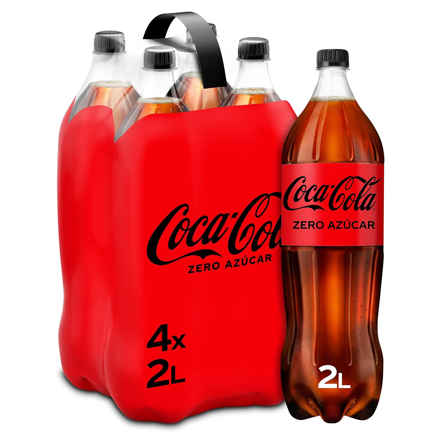 Coca-Cola Zero Sugar Sugar Free Cola Soft Drink Low Calorie Pack of 4 Bottles 2L