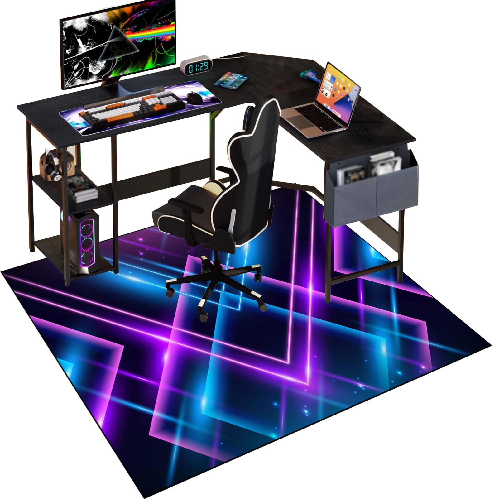 Gaming Chair Mat Non-slip 100 x 140 cm Floor Protector for Carpets and Hard Floor Surfaces, Hard Floor Protector Mat for Gaming and Office Chairs, Office Chair Mat for Carpeted and Hardwood Floor