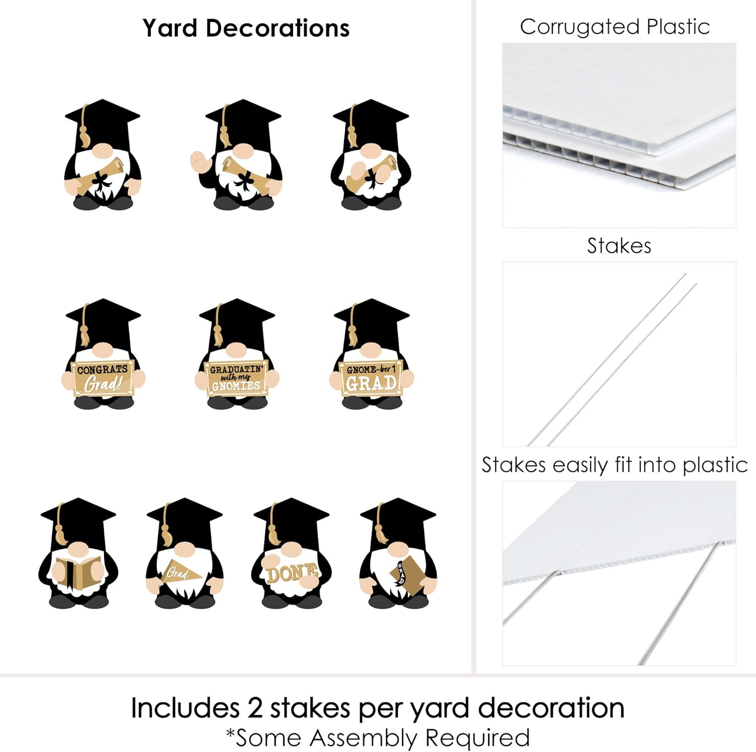 Big Dot of Happiness Grad Gnomes Graduation Lawn Decorations - 10 Piece