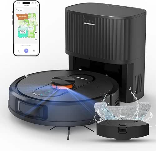 Robot Vacuum and Mop with Self-Emptying, 5000Pa Robotic Vacuum with