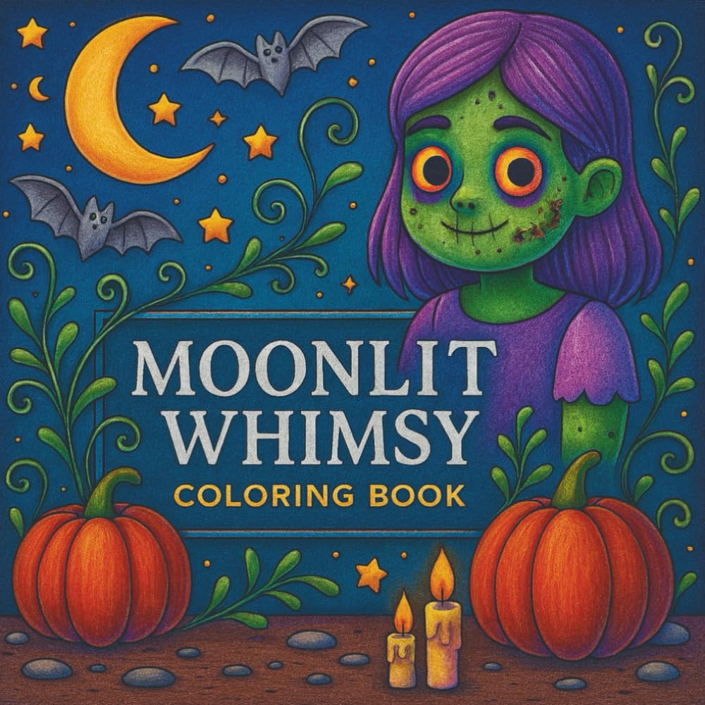Moonlight Whimsy Coloring Book: Whimsical Celestial Coloring Pages for Adults and Kids | 35 Magical Nighttime Scenes for Stress Relief, Relaxation, and Creativity