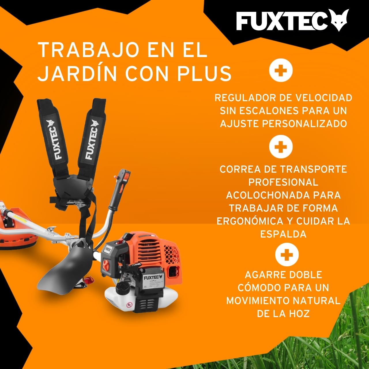 Desbrozadora Gasolina Multifunción Fuxtec FX-MS162 - con 62 CC, Multiherramienta 2 en 1, con 3 CV de Potencia y Motor de 2 Tiempos