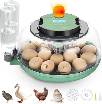 18 Egg Incubator with Automatic Egg Turning - Hatching Unit with Digital Control & Built-in Candler, 2 Size Egg Tray, Automatic Water Refill, Egg Incubator for Hatching Chicken Quail Duck Turkey Goose
