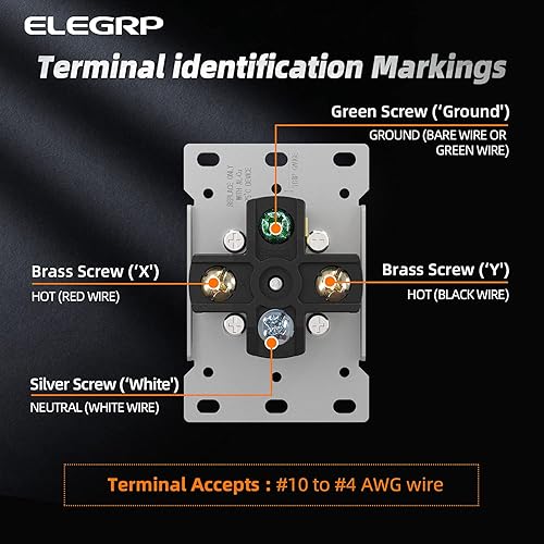 Miniatura 4 de ELEGRP Receptáculo de estufa de horno de 50 amperios 125/250 V, toma de corriente de montaje empotrado, NEMA 14-50R, receptáculo de rango resistente