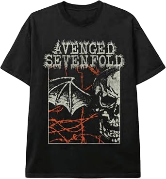 2Bhip Avenged Sevenfold T Shirt for Men & Women Bat Skull Face Black Crew Neck, Short Sleeve Tee - Band Tshirts