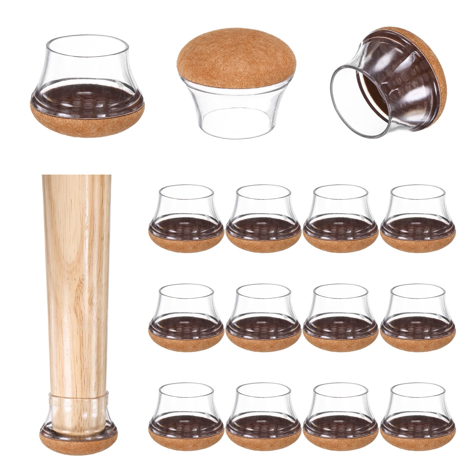 Uxcell 8-Pack Chair Leg Floor Protectors, 0.55"-0.75" Silicone Cups Square Felt Furniture Pads For Hardwood Floors Tile Floors Chair Leg Covers - View #9